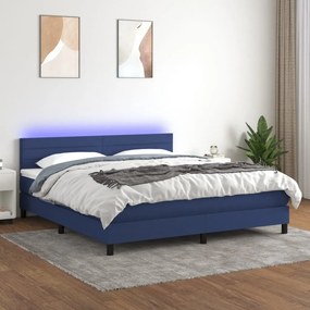 Letto a molle con materasso e led blu 180x200 cm in tessuto