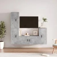 Set di Mobili Porta TV 4 pz Grigio Cemento in Legno Multistrato 3188594