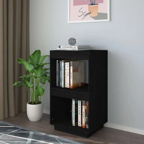 Libreria nera 40x35x71 cm in legno massello di pino