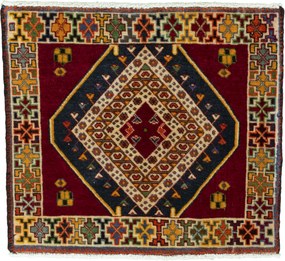 Shiraz Tappeto 50x60 Rosso (Iran) Annodato A Mano