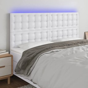 Testiera A Led Bianco 160x5x118/128 Cm İn Similpelle /