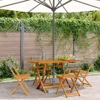 Sedie Giardino Pieghevoli 4pz Grigie Polyrattan Legno Massello 3214595