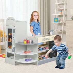 Costway Negozio alimentare per bambini con cassa macchina pos distributore automatico, Set di giocattoli supermercato 4 Colori