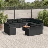 Set Divani da Giardino 13pz con Cuscini Nero in Polyrattan 3256720