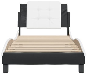 Giroletto con testiera nero e bianco 100x200 cm in similpelle