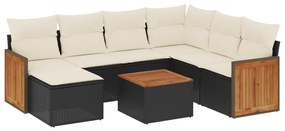 Set Divani da Giardino con Cuscini 8 pz Nero in Polyrattan