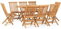 Set da Pranzo da Giardino 9 pz Pieghevole in Massello di Teak cod mxl 44993