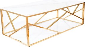 Tavolino da caffè Escada A II effetto marmo bianco/oro - H40
