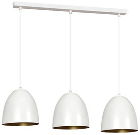 Lampadario 3 Luci Reartù In Acciaio Bianco Con Cupole In Nero E Oro