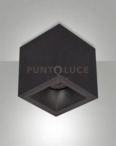 Perez plafoniera nera quadrata 1 luce attacco gu10 l.9cm