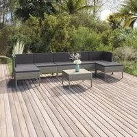 Set Divani da Giardino 8 pz con Cuscini in Polyrattan Grigio cod mxl 38466