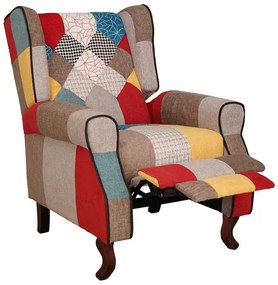 Poltrona relax tessuto patchwork BERGERE Reclinabile poggiapiedi