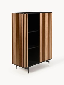 Credenza alta con anta scorrevole e frontale scanalato Linea