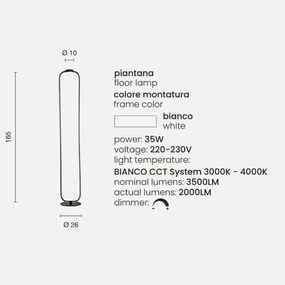 Lampada piantana da terra LED 35W- Bianco ALFA H168 cm