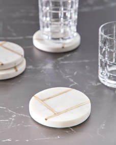 Kave Home - Set Tahis di 4 sottobicchieri in marmo bianco