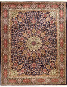 Tabriz Tappeto 380x310 Blu (Iran) Annodato A Mano