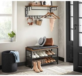 Appendiabiti da parete con mensola NATE marrone/nero