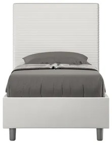 Letto singolo con rete imbottito 80x200 similpelle bianco Focus