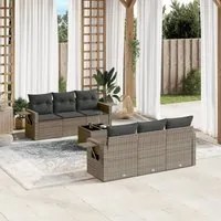 Set Divani da Giardino 7 pz con Cuscini Grigio in Polyrattan 3219909