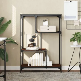 Libreria Rovere Marrone 81x36x115cm Legno Multistrato E Acciaio /