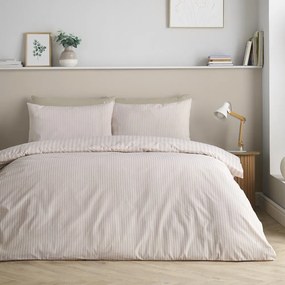 Set copripiumino e federa beige per letto singolo 135x200 cm Epping Textured Stripe – Catherine Lansfield