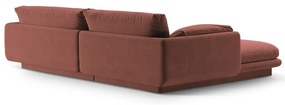 Divano angolare rosa (con penisola a destra/con chaise lounge) con rivestimento in velluto Torino – Micadoni