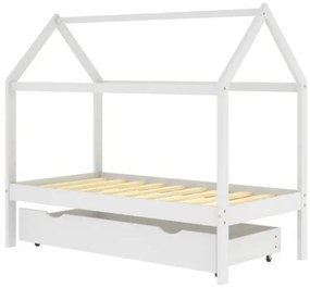 Giroletto Bambini con Cassetto Bianco Pino Massello 80x160 cm