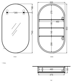 Cielo I Catini Oval Box Specchio 50x90 Contenitore Ovale Con Scocca Laccata Ninfea