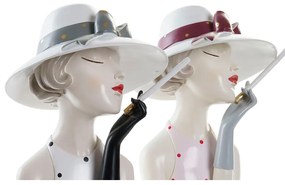 Statua Decorativa DKD Home Decor Rosa Bianco Resina Fashion Girls (18,5 x 15 x 31 cm) (2 Unità)