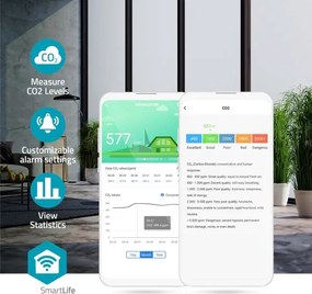 Nedis WIFISA20CBK-Smart monitor della qualità dell'aria con display a LED SmartLife Wi-Fi