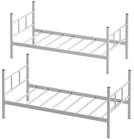 Letto a castello in metallo MAVEN 90x200 cm, bianco, portata 2 x 100 kg