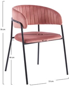 Sedia Moniel Black Velluto - Rosa