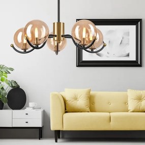 Lampadario a sospensione con supporto rigido GEORGIA 5xG9/5W/230V oro/fumé beige