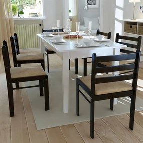 Sedie Da Pranzo 6 Pz Marroni İn Legno Massello E Velluto /