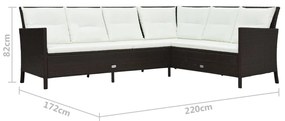 Set Divani da Giardino 3 pz con Cuscini in Polyrattan Marrone