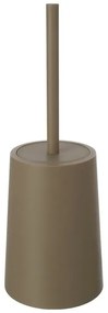 Porta scopino wc da appoggio in plastica tortora dal design tondo