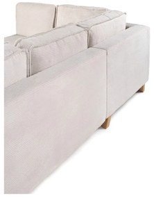 Divano angolare beige allungabile (con penisola a sinistra) con rivestimento in velluto a coste Tori – Bonami Selection