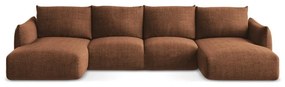 Divano angolare color terracotta allungabile (a U) Leila – Makamii