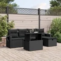 Set Divano da Giardino 6 pz con Cuscini Nero in Polyrattan 3274965