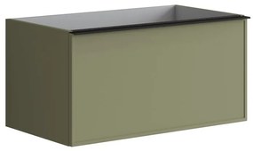 Mobile da bagno sotto lavabo Pixel frame frontale verde salvia e maniglia alluminio nero laccato opaco L 80 x H 40 x P 45.5 cm 1 cassetto, lavabo non incluso