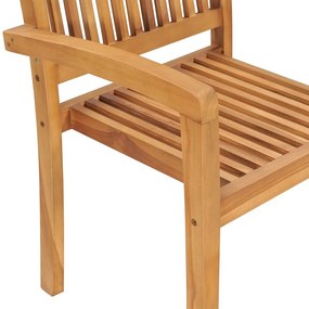 Sedie da Giardino Impilabili 6 pz in Legno Massello di Teak