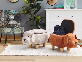 Pouf animaletto in velluto marrone DOGGY Beliani