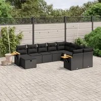 Set Divani da Giardino 10pz con Cuscini in Polyrattan Nero 3259556