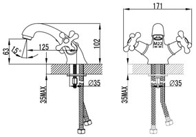 Aqualine - Rubinetto del lavandino VICTORIA cromo lucido