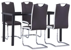 Set Sala Da Pranzo 5 Pz İn Similpelle Marrone /