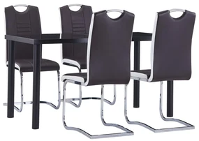Set Sala Da Pranzo 5 Pz İn Similpelle Marrone /