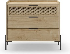 Cassettiera bassa in rovere decorato in colore naturale 90x80 cm Inca - Marckeric