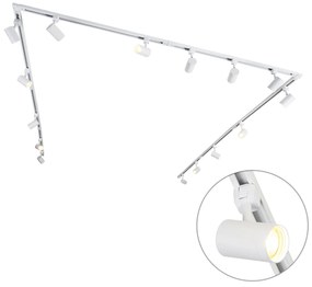 Sistema di illuminazione a binario monofase moderno con 15 faretti bianchi - Iconic Jeana