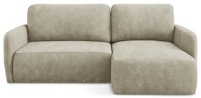 Divano angolare beige allungabile/con contenitore (con penisola a destra/con chaise lounge) con rivestimento in ciniglia Lilo – Makamii