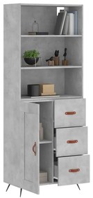 Credenza grigio cemento 69,5x34x180 cm in legno multistrato